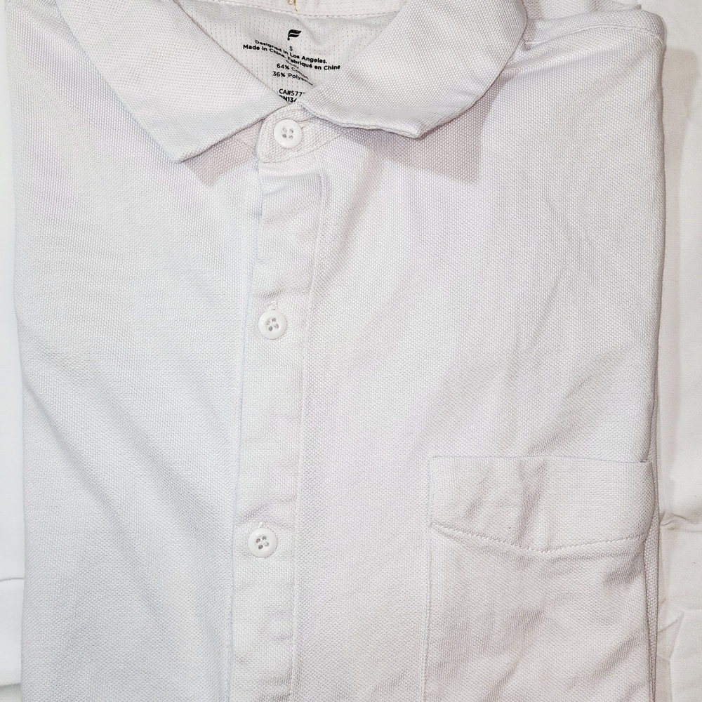 Fabletics White Short Sleeve Casual Button Down Shirt - Picture 3 of 8